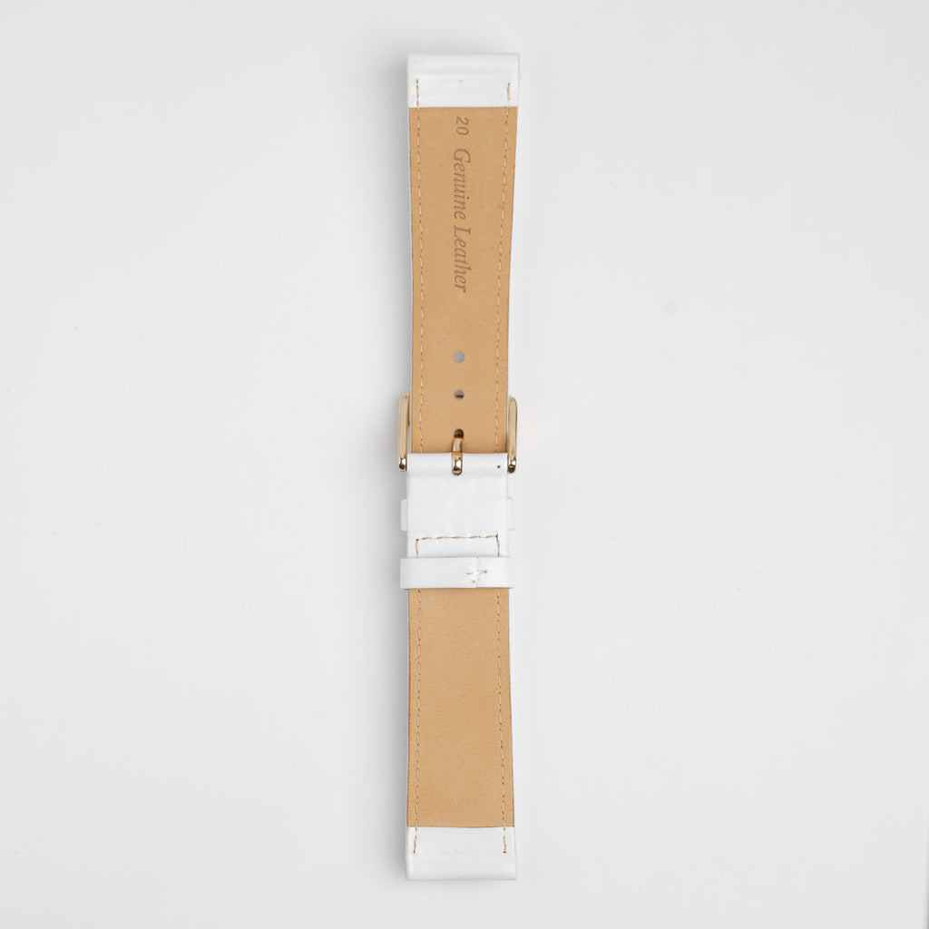 White Mayfair Subtle watch strap, buckled, back view
