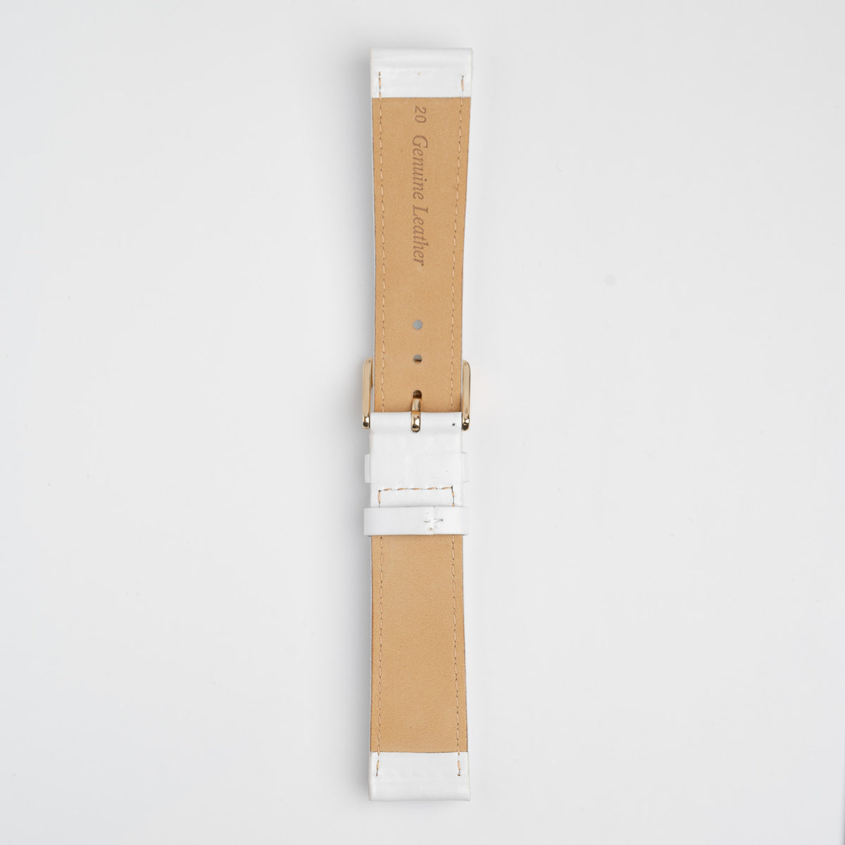 White Mayfair Subtle watch strap, buckled, back view