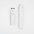 White Mayfair Subtle Quick Release watch strap, laid flat with its buckle