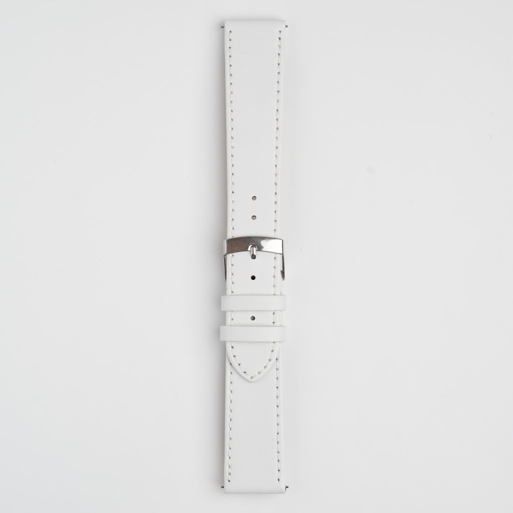 White Mayfair Subtle Quick Release watch strap, buckled, front view
