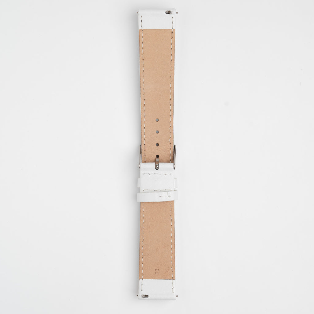 White Mayfair Subtle Quick Release watch strap, buckled, back view