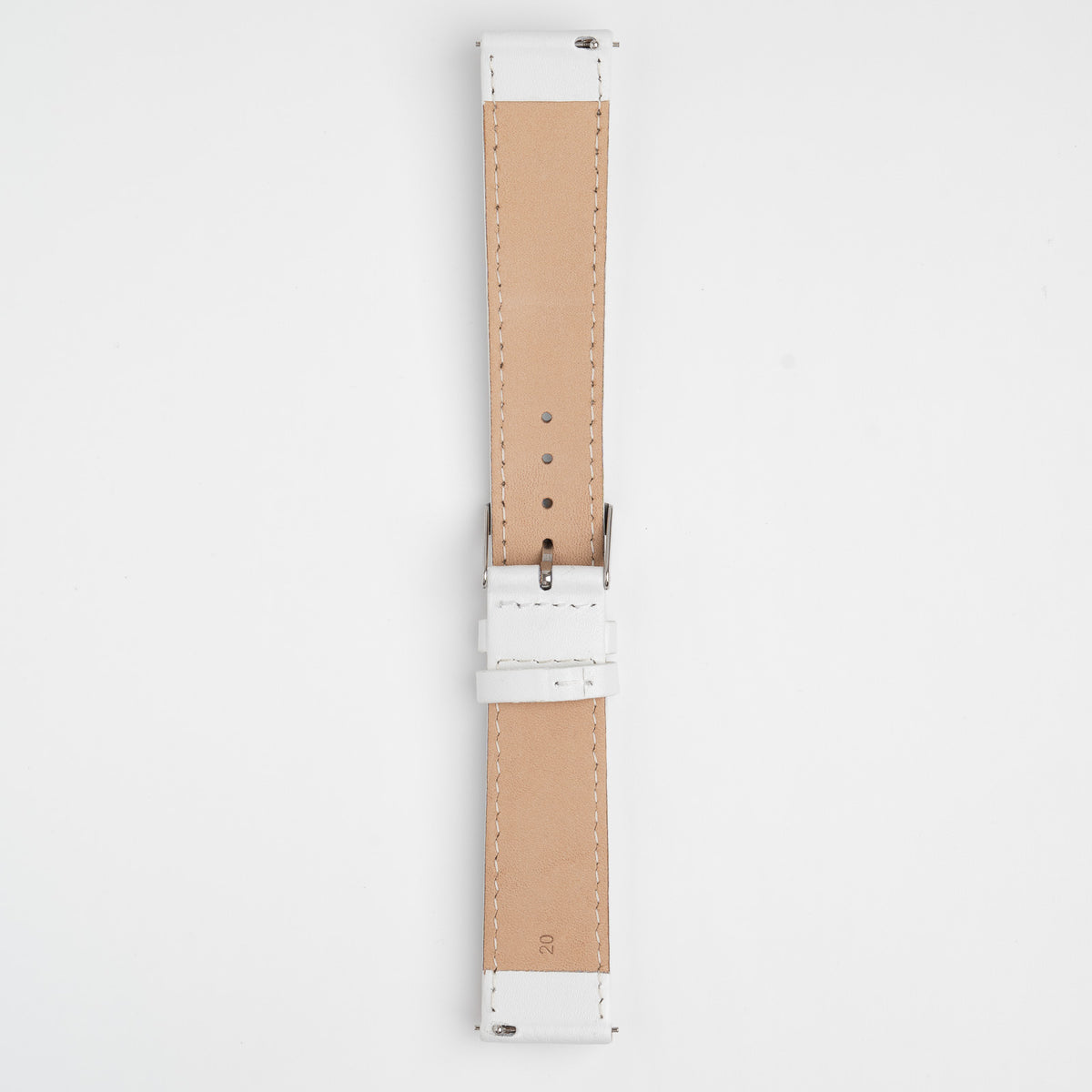 White Mayfair Subtle Quick Release watch strap, buckled, back view