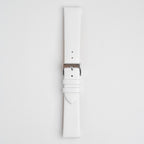 Windsor Smooth White Watch Strap, buckled up, front view
