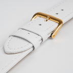 Buffalo Value White Watch Strap, close-up of the buckle and keepers