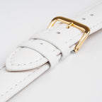 Buffalo Value Padded White Watch Strap, close-up of the buckle and keepers