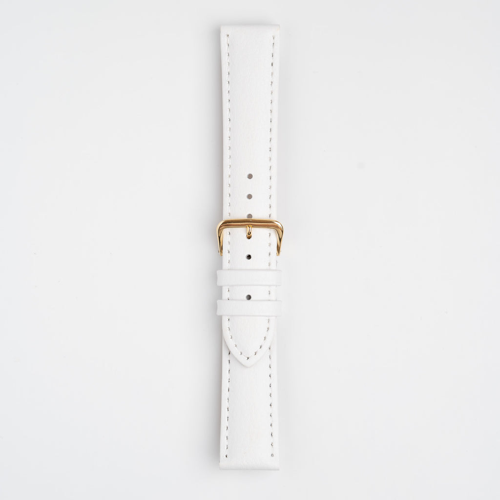 Buffalo Value Padded White Watch Strap, buckled up, front view
