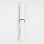 Buffalo Value Padded White Watch Strap, buckled up, front view