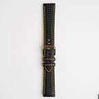 Anthracite Carbon Yellow Watch Strap, buckled up, front view