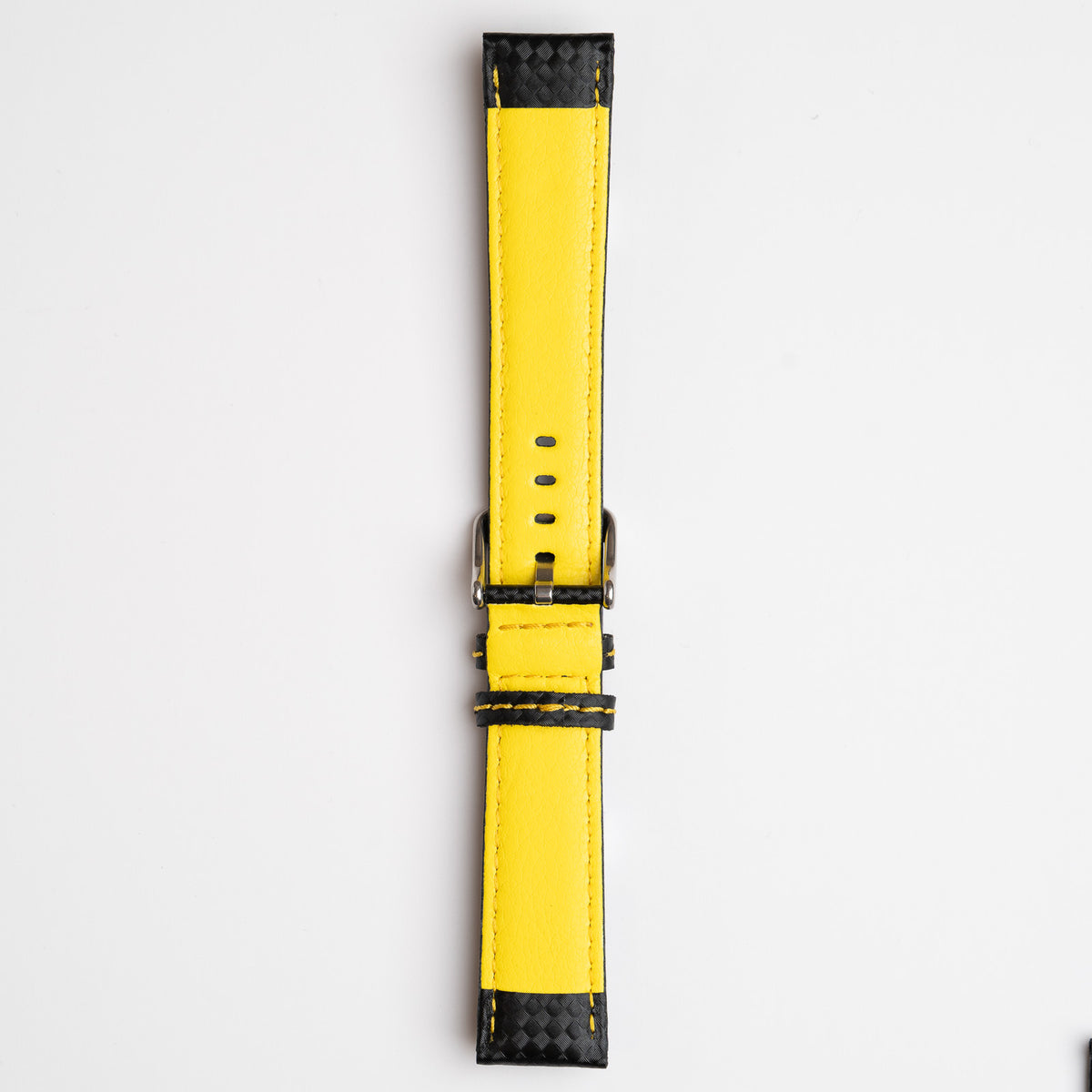 Anthracite Carbon Yellow Watch Strap, underside showing the lining