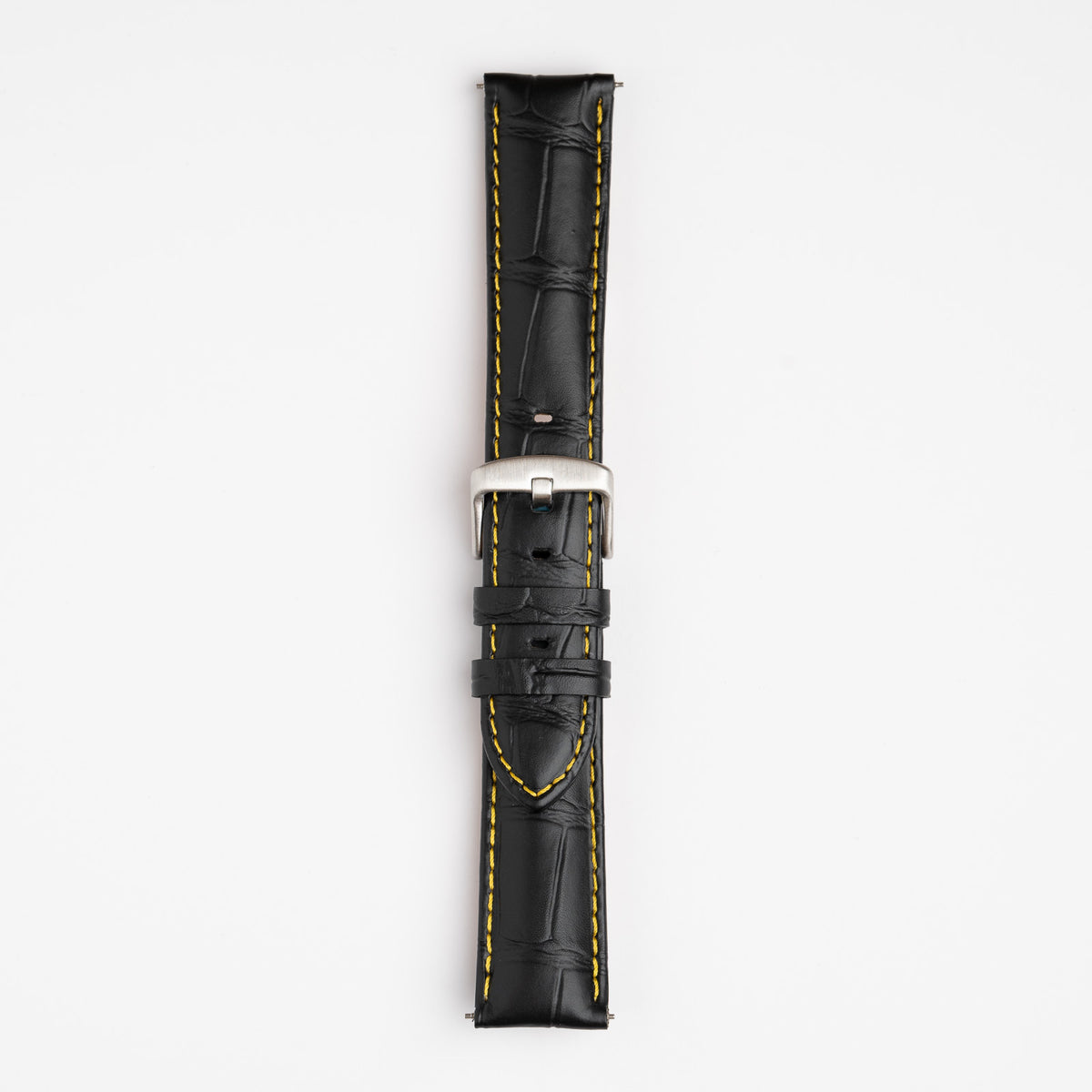 Silverstone Loop Quick Release Black Watch Strap, Yellow Stitch