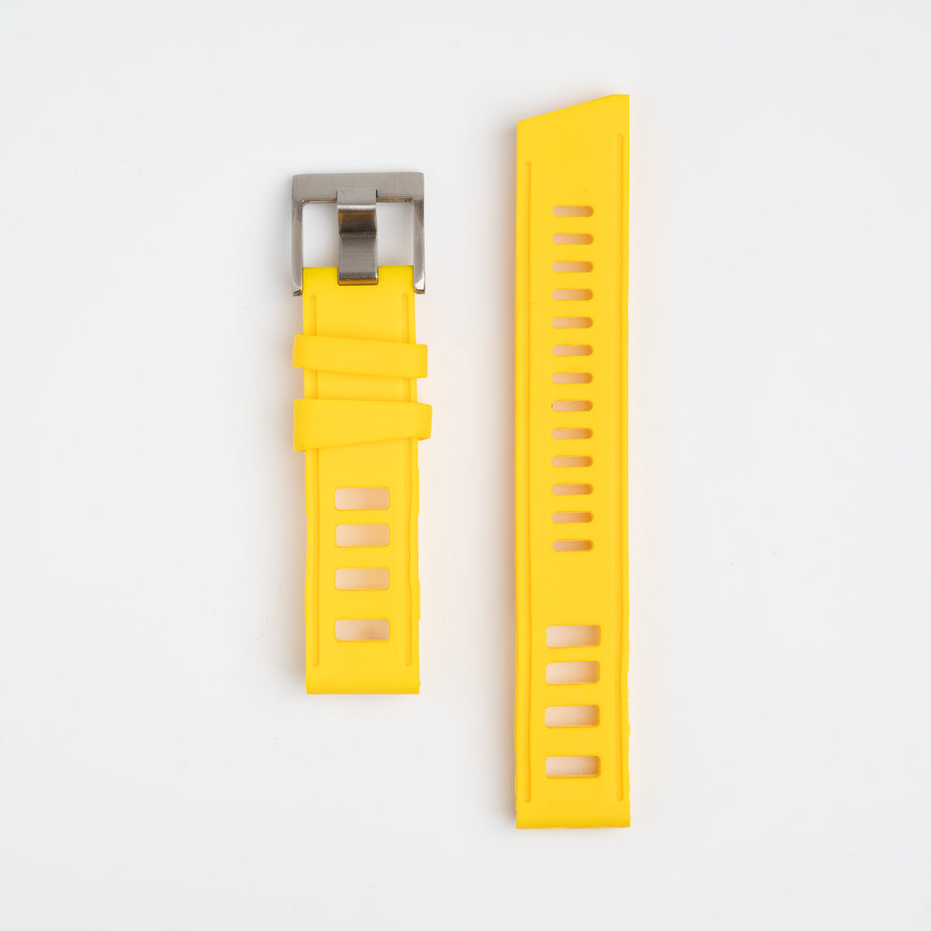 Submerge ISO Dive Yellow Watch Strap, both pieces laid flat