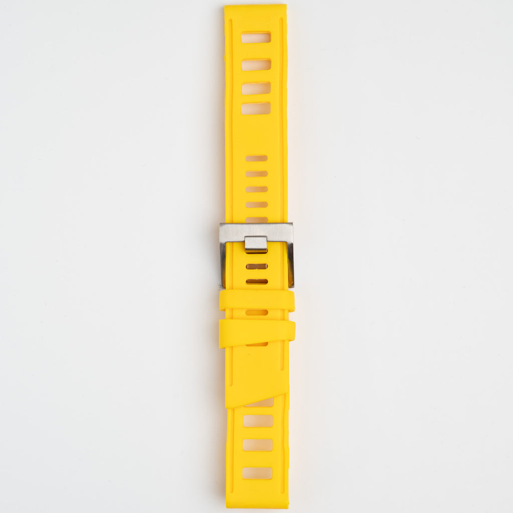 Submerge ISO Dive Yellow Watch Strap, buckled up, front view