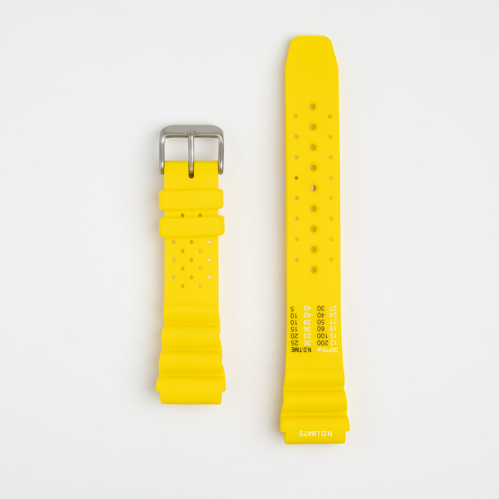Submerge ND Limits Yellow Watch Strap, both pieces laid flat