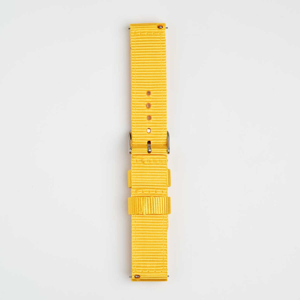 Nylon Quick Release Yellow Watch Strap, underside showing the lining