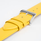 Windsor Smooth Yellow Watch Strap, close-up of the buckle and keepers