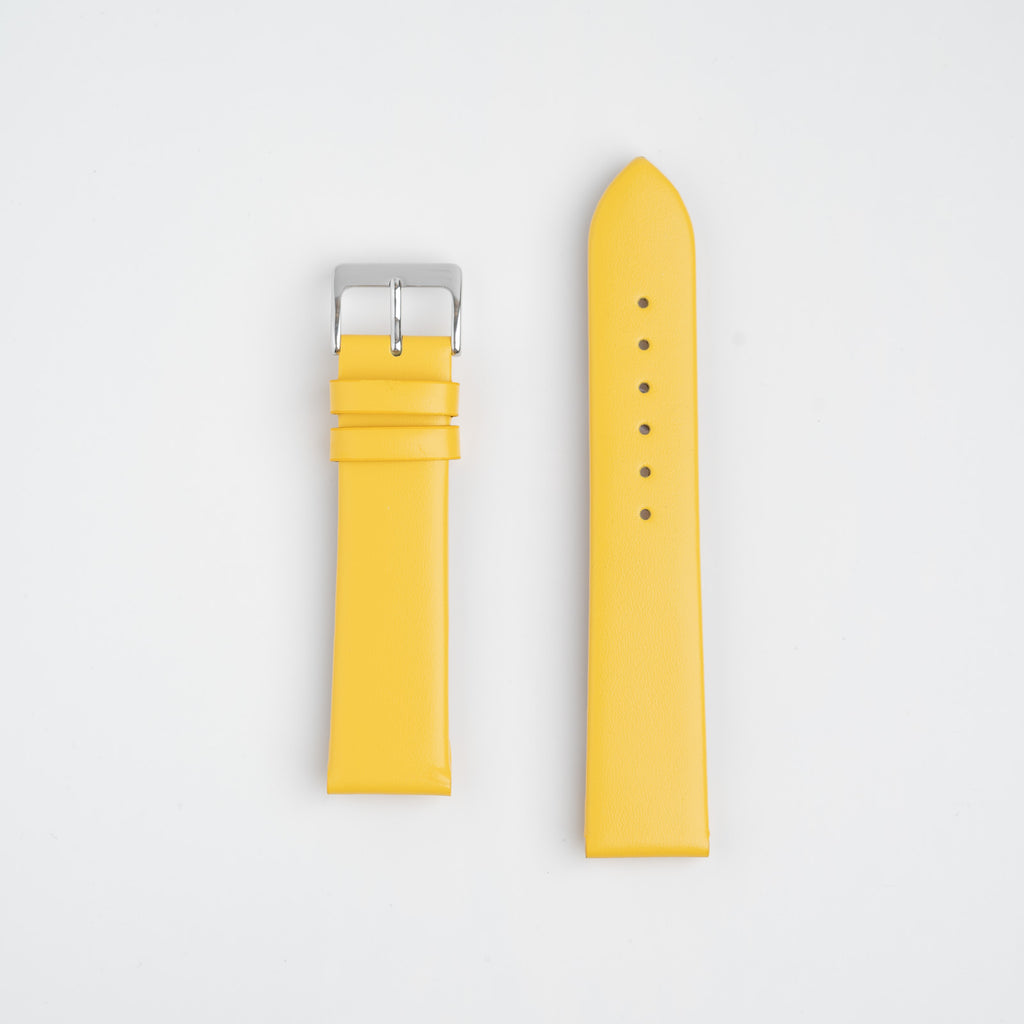 Windsor Smooth Yellow Watch Strap, both pieces laid flat