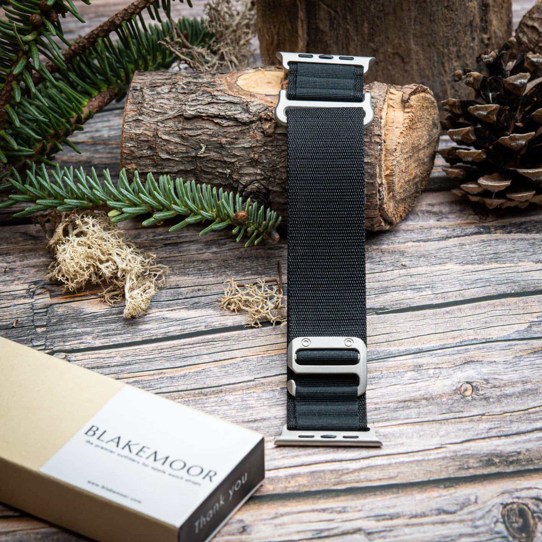 Alpine Loop Black Watch Strap For Apple