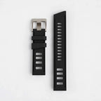 Black Submerge ISO Dive silicone watch strap, laid flat