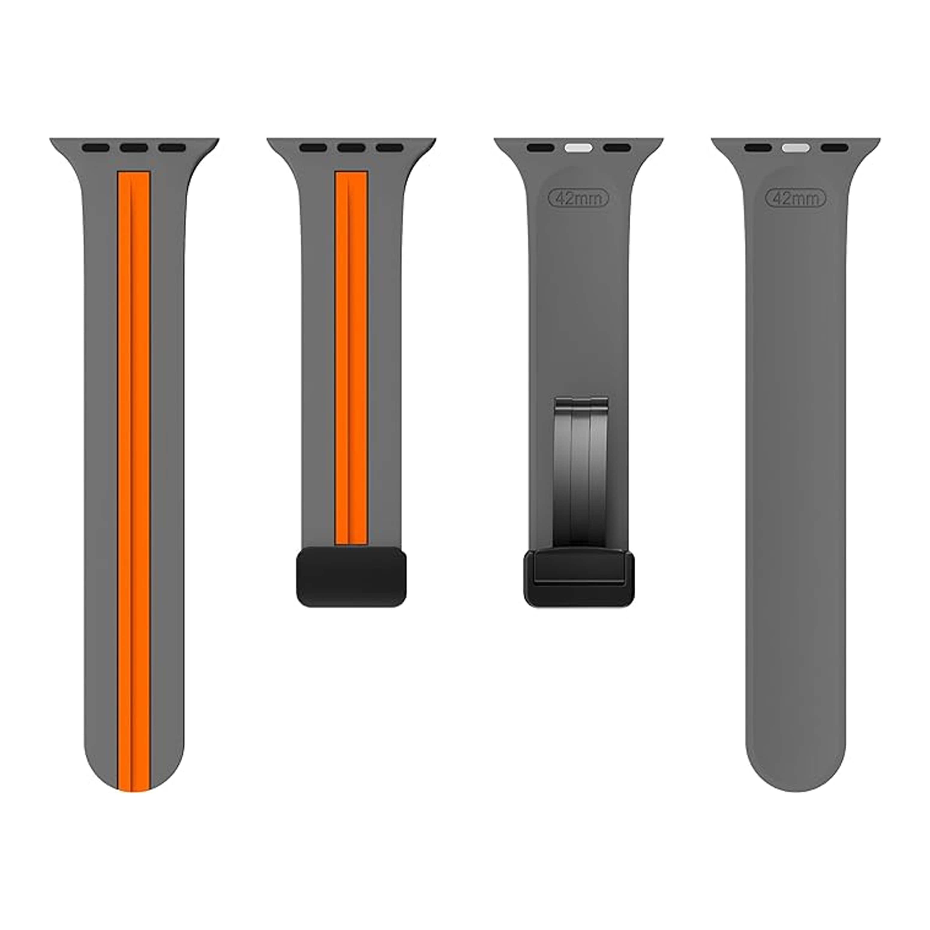 Kingston Sport Grey & Orange Watch Strap For Apple