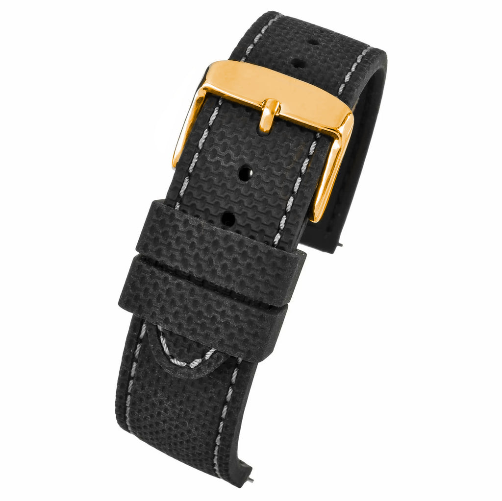 Anthracite Dash Quick Release Black Watch Strap, Grey Stitch
